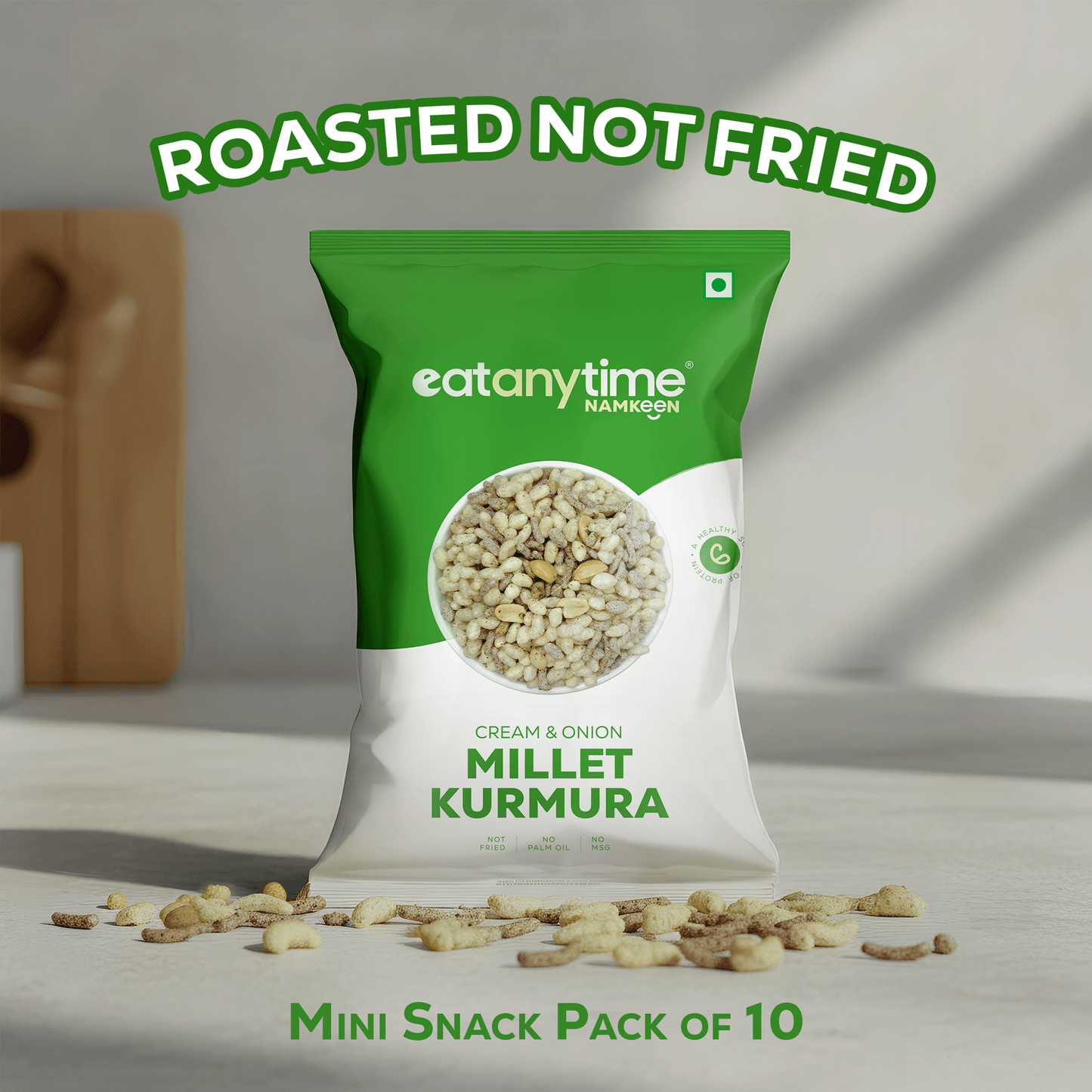 Cream & Onion Millet Kurmura - Snack Pack of 10 (40g each)