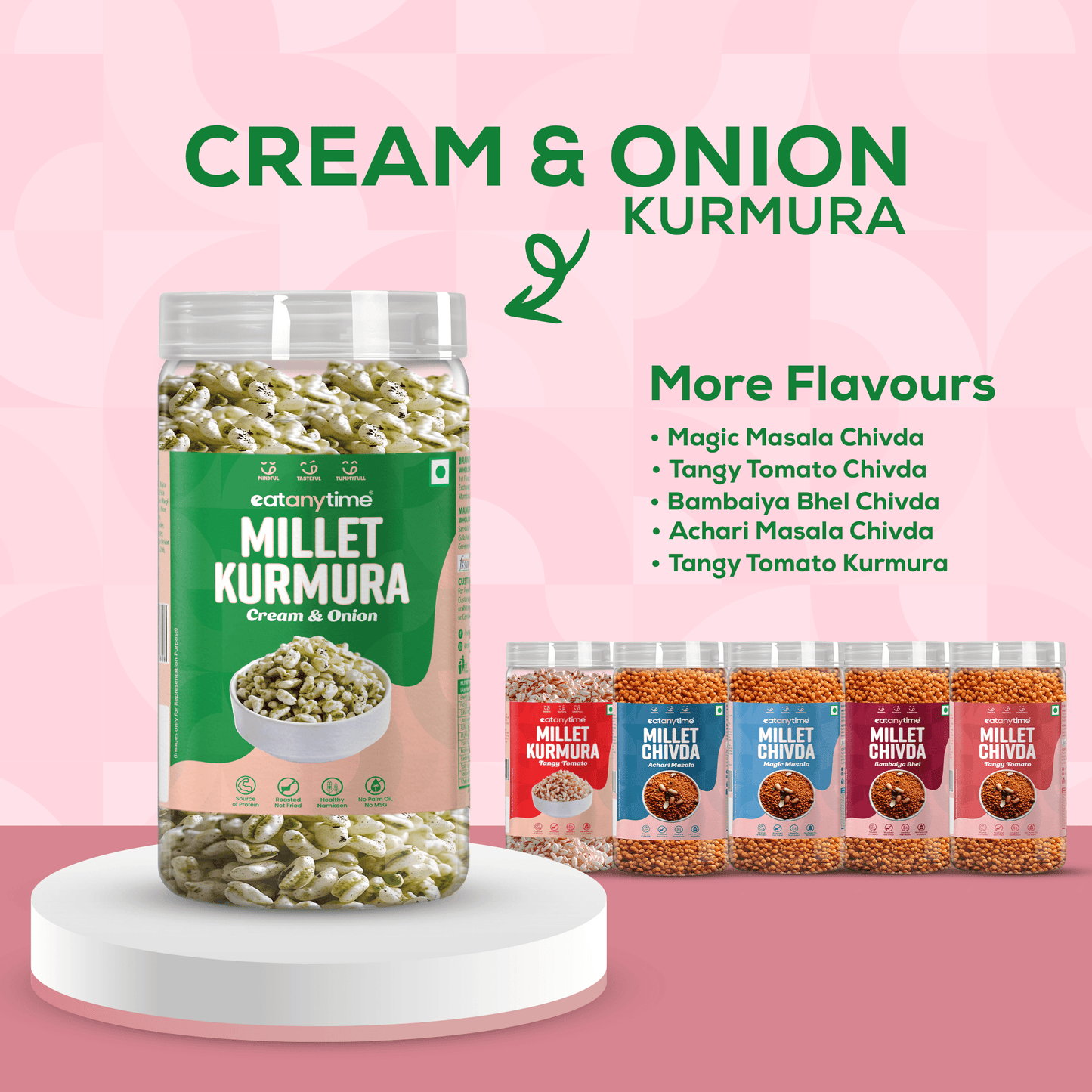Cream & Onion Millet Kurmura - Roasted | Protein-Packed | No Palm Oil | 125g