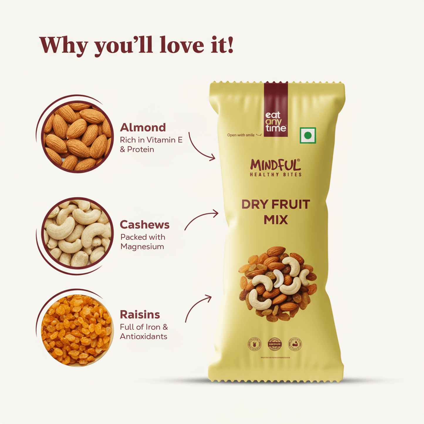 Daily Dry Fruit Mix -Pack of 21 (30g each)