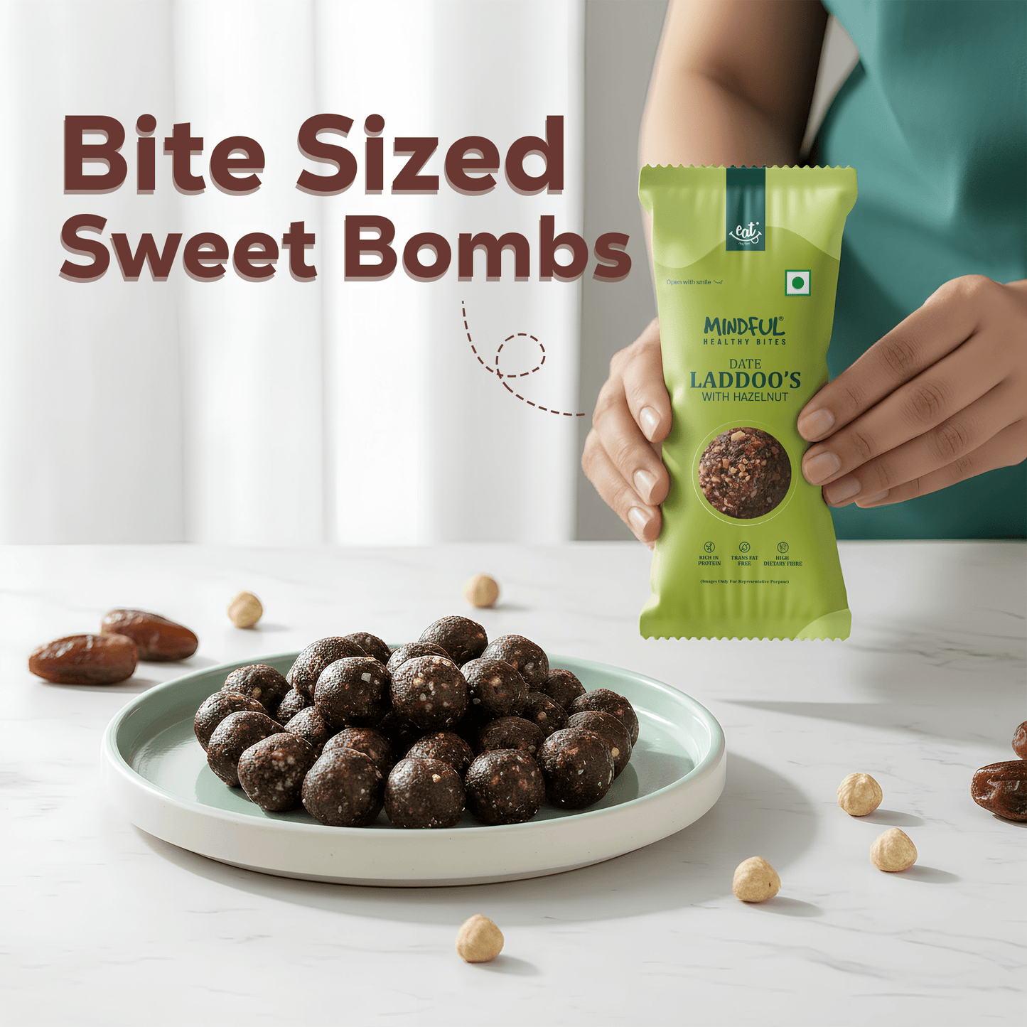 Hazelnut Date Laddoos Chotu Pack (40g) – Pack Of 10