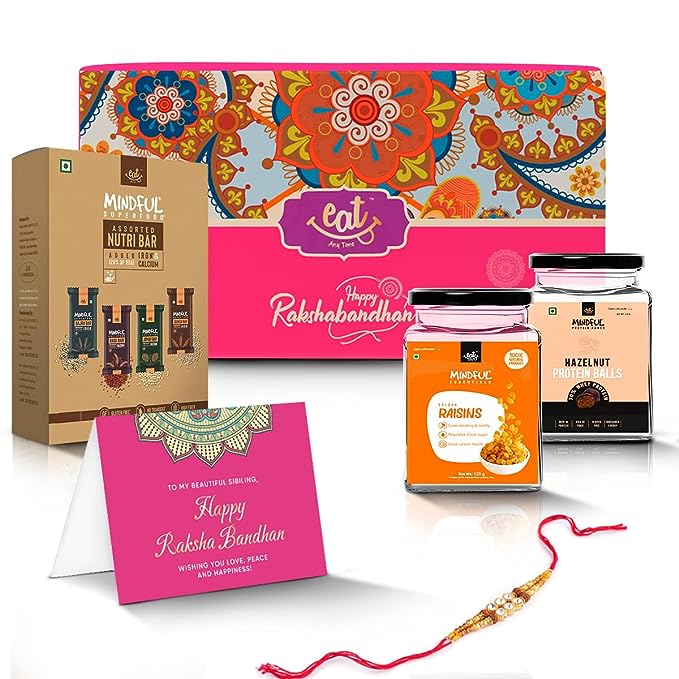 Healthy Rakhi Gift Hamper with Personalized note and including Rakhi
