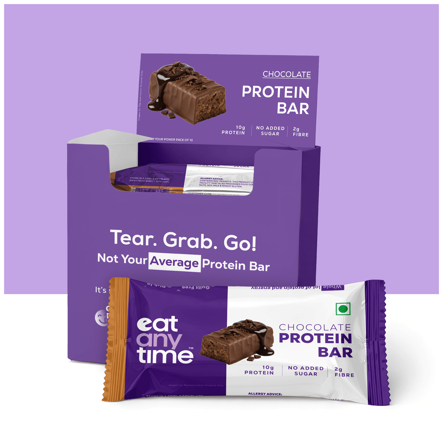 Chocolate Protein Bar | No Added Sugar | 10g Protein per bar | Gut friendly | Low Calorie