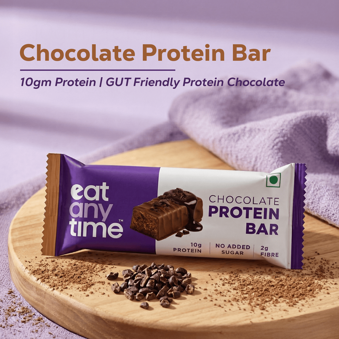 Chocolate Protein Bar | No Added Sugar | 10g Protein per bar | Gut friendly | Low Calorie