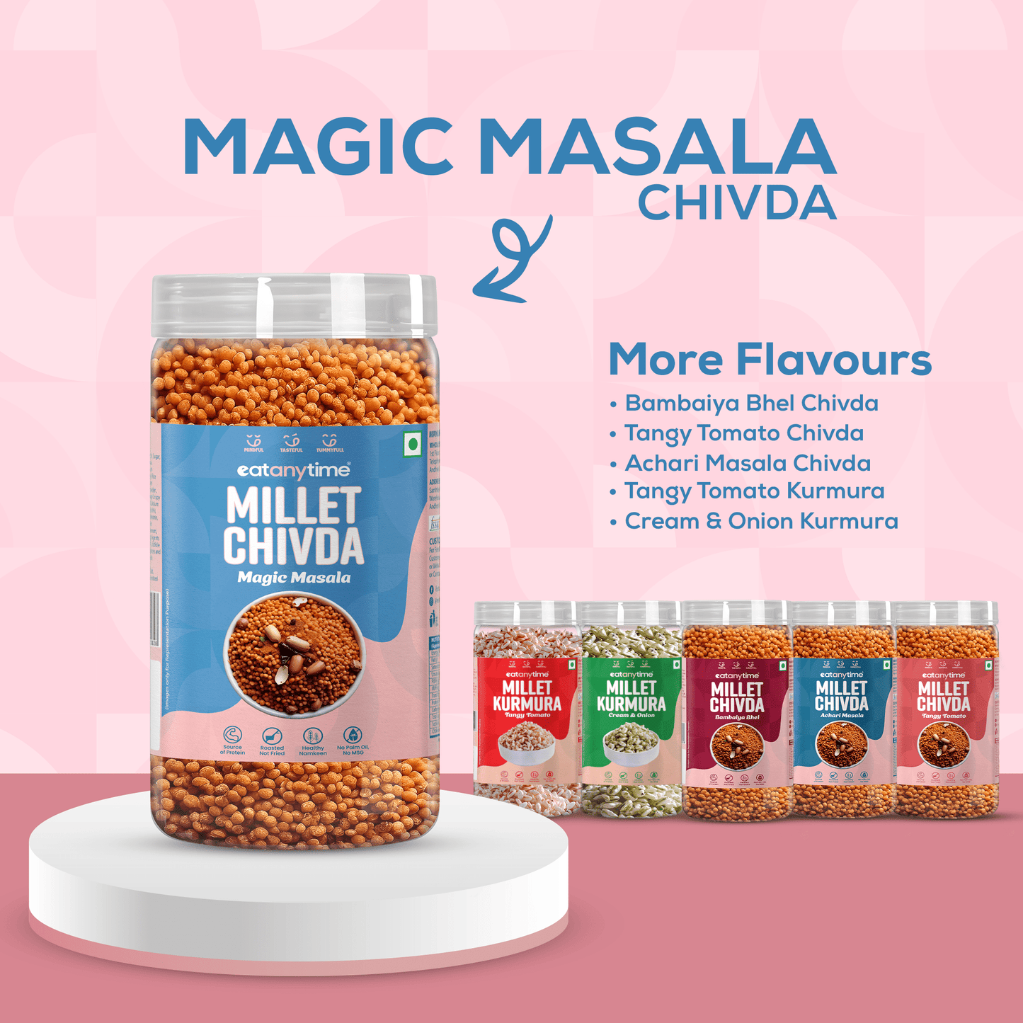 Magic Masala Millet Chivda - Roasted | Protein-Packed | No Palm Oil | 300g