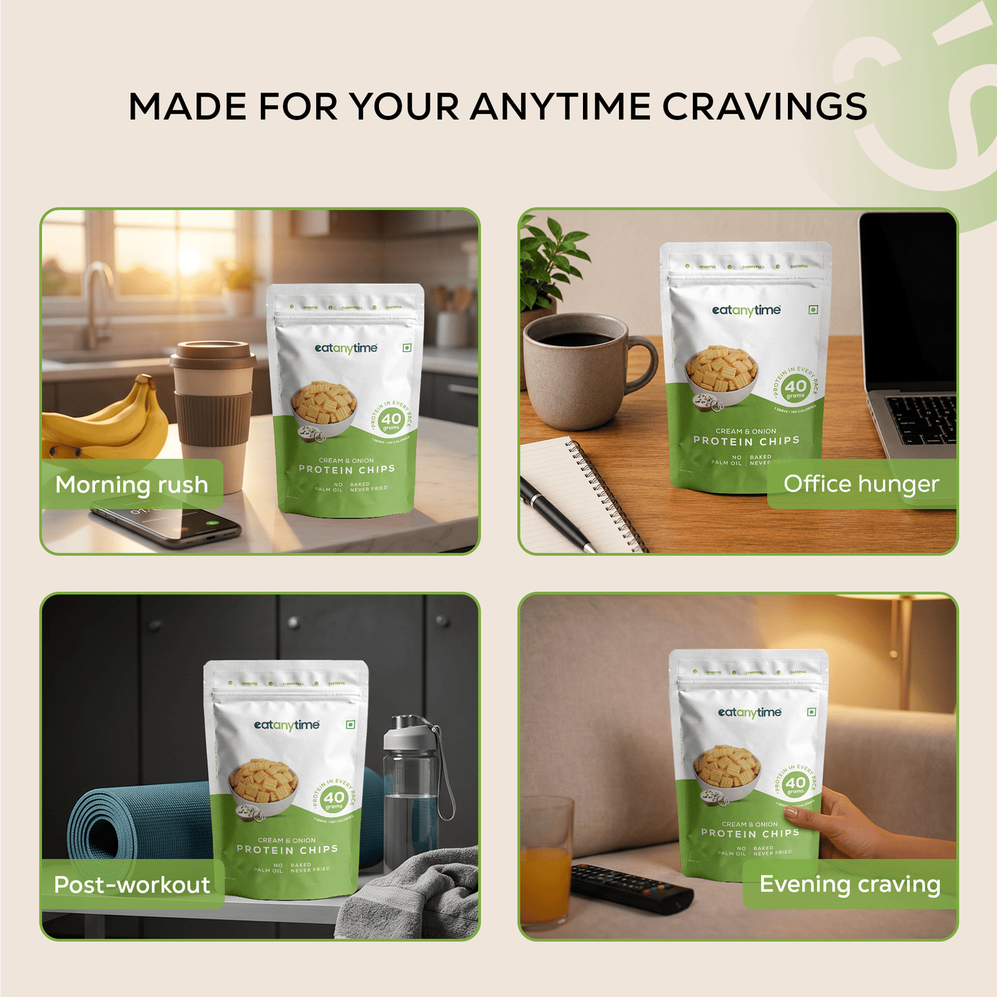 Cream N Onion Protein Chips | 40 grams protein