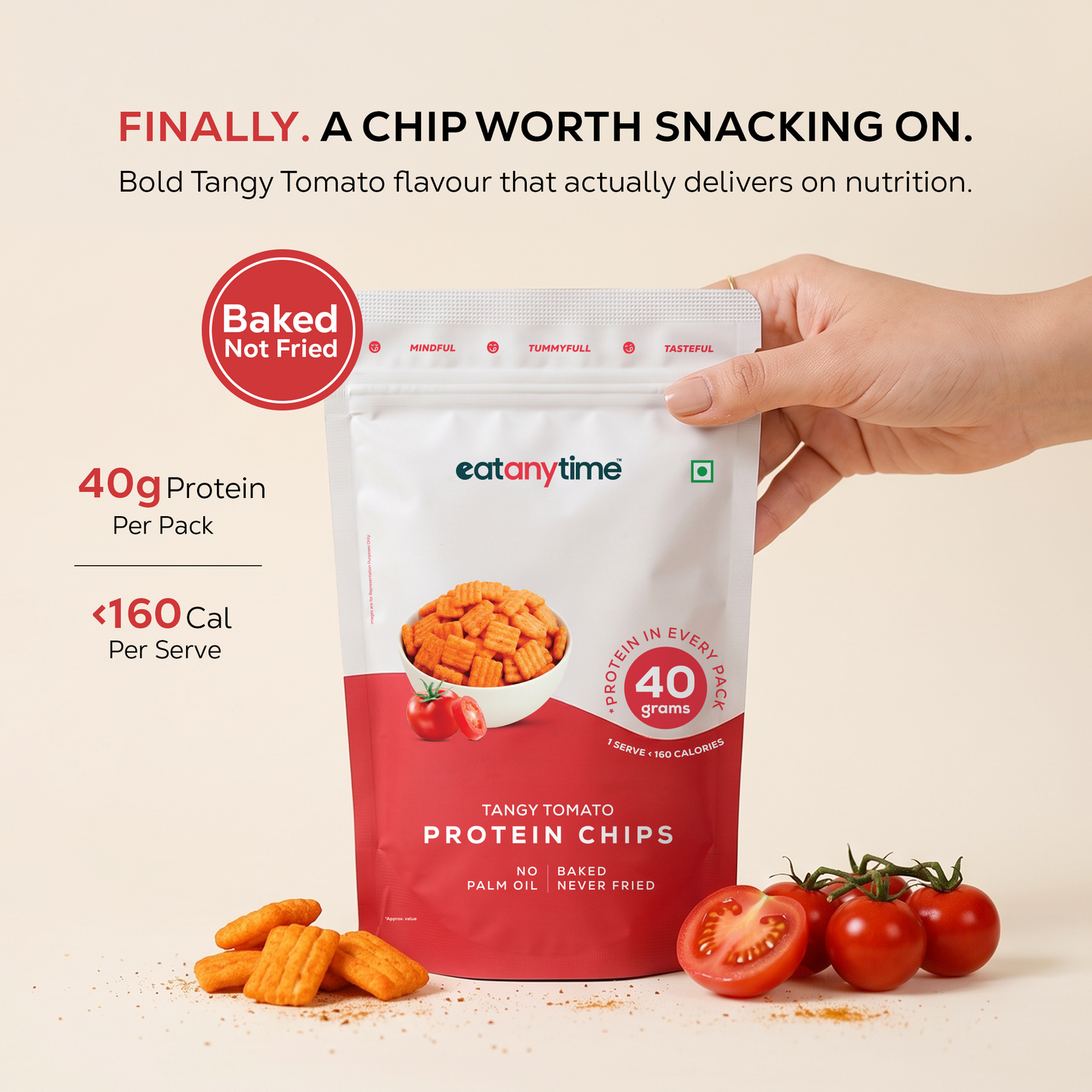Tangy Tomato Protein Chips | 40 grams protein