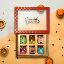 Load image into Gallery viewer, Diwali Hamper &amp; Dry Fruits Gift Box Flavoured Cashews &amp; Almond, Hazelnut Flavor of Protein Chocolate Balls , 1 Trail Mix Dry fruits, Peri-Peri Chickpeas(Kabuli Chana), 750g
